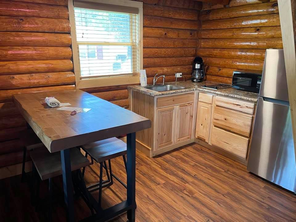 cabin kitchen and dining table